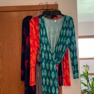 Old Navy Teal and Red Midi Dresses